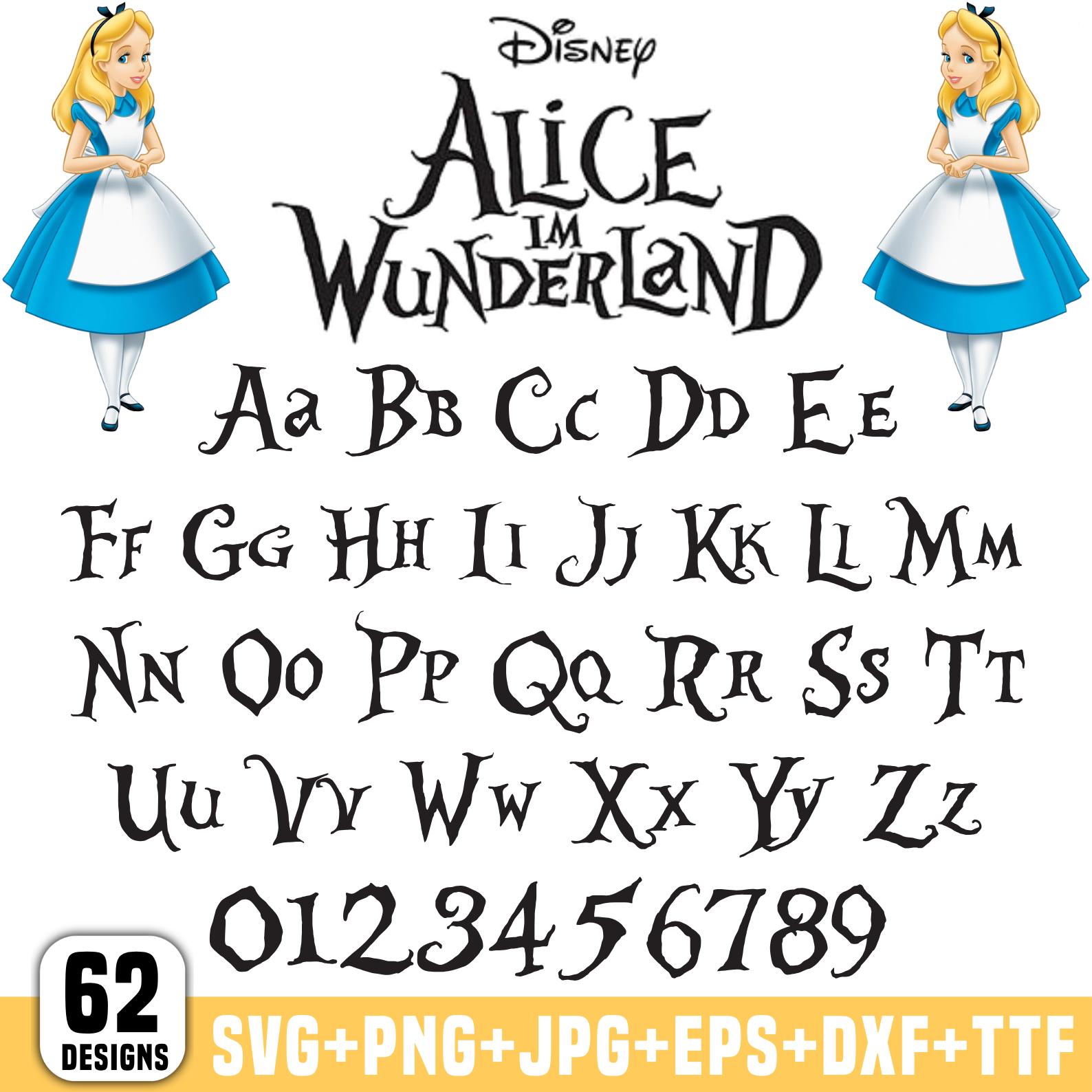 60+ Files Alice Font Cartoon Letters Numbers SVG, PNG, TTF for Cricut ...