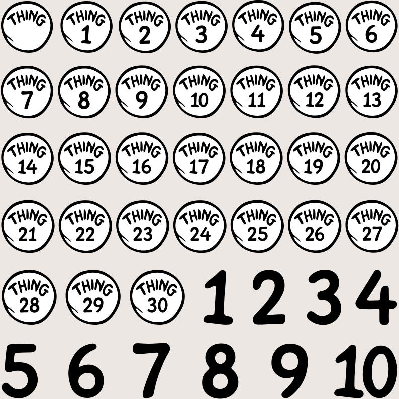 Thing 1 Thing 2 Svg Png Bundle, Thing 1 to Thing 30 Svg Bundle, Dr ...