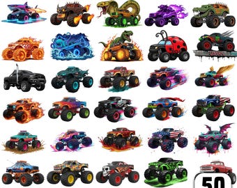 Monster Truck Png Bundle, Offroad Truck, Extreme Offroad Vehicle Clipart, Monster Truck Clipart, Kids Monster Truck, Digital Download