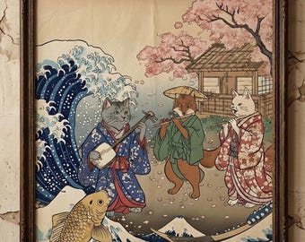 Enchanted Ukiyo-e Puzzle: Fox Spirits, Cat Musician & Dancing Koi