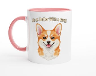 Taza Corgi, regalo para amantes de los perros, taza de café bicolor