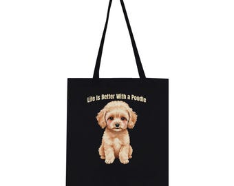 Borsa tote in cotone con graziosa grafica di un barboncino / Regalo per amanti dei cani