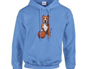 Basketball Pitbull Illustration Hoodie | Sports Dog Lover Sweatshirt