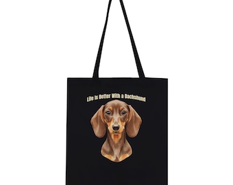 Dachshund Dog Lover Cotton Tote Bag | Reusable Shopping Bag