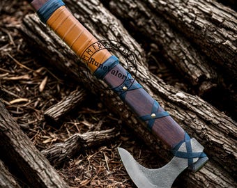 RAGNAR VIKING AXE Forged Camping Functional Axe, Handmade Birthday gift for him and her