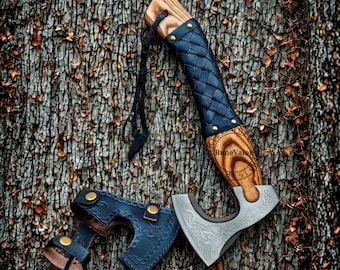 Handmade Viking Axe with Genuine Leather Sheath Christmas Gift for Men