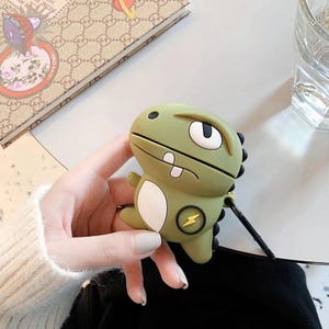 Green Dino AirPods Case Gen 1 2 3 4 Pro 2 | Unique Cute Funny Design Airpods Cover | iPhone Air Pods Skin Accessories Gift for Her