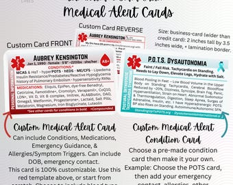 Medical Alert Card for POTS, EDS, MCAS, M.E. & more | Chronic Illness Awareness for Emergency