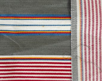 Antique Vintage 1940s Spanish Ticking Fabric – Gray Striped Cotton, 110 × 120 cm Single Piece, Deadstock Upholstery