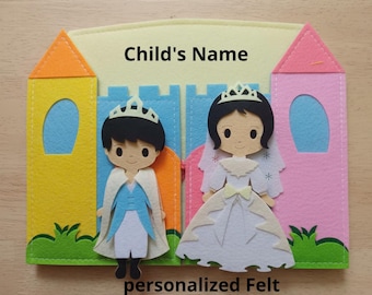 Libro sensorial personalizado: Castillo real y muñecas para vestir / Actividad para desarrollar la motricidad fina en niños pequeños