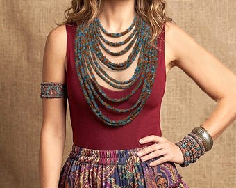 Meerstrengige boho-sieraden, textielketting