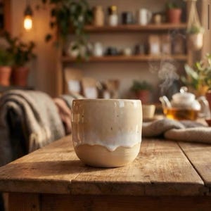 Handgemaakte keramische mok, kopje, cappuccino, koffie