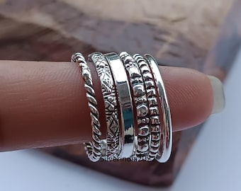 Handmade Sterling Silver Stacking Ring Set: Assorted Patterns