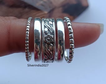 Handmade Sterling Silver Stacking Ring Set: Assorted Patterns