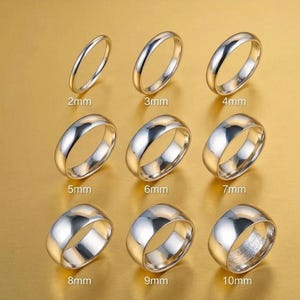 Vigselring i 925 sterlingsilver, kupolformad vigselring, minimalistisk stapelring, bekväm passform (2 mm-9 mm)