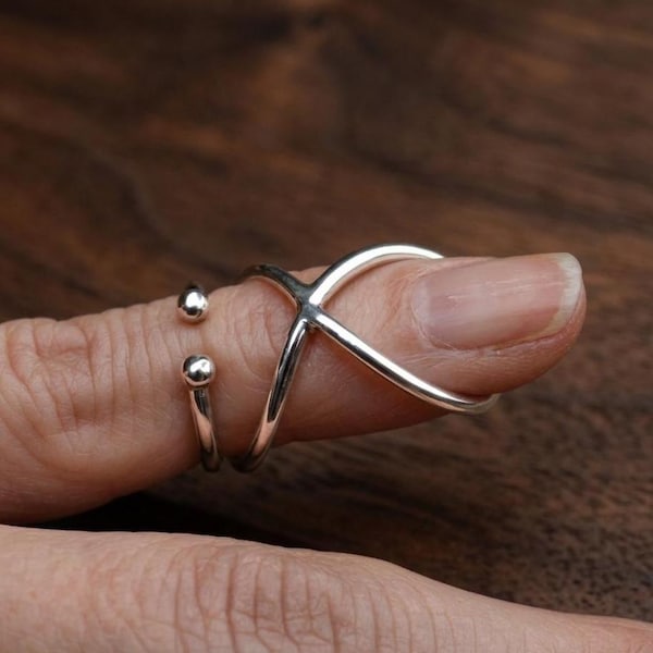 925 Sterling Silver Boho Statement Ring, Arthritis Finger Splint Band