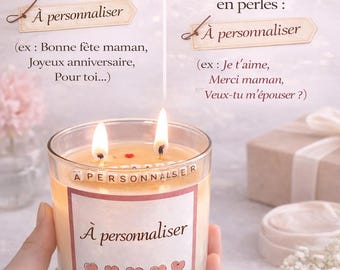 Bougie personnalisée avec message caché en perles – Cadeau personnalisé maman – Bougie surprise message secret – Demande en mariage – Bougie