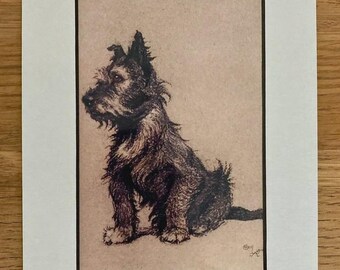 Cecil Aldin Black Westie Print: Vintage Dog Art (8x6" Mount)