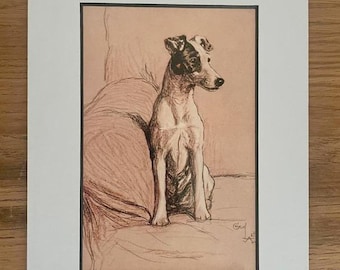 Fox Terrier Dog Print by Cecil Aldin in a 8x6” Mount From A Dozen Dogs or So