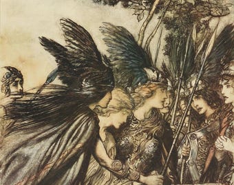 Arthur Rackham Valkyrie Print – Vintage Rhinegold Illustration (A4 Photo Print) Choice of 14 Prints