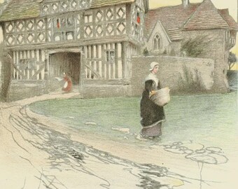 Cecil Aldin Vintage Manor House Print - A4 Reproduction