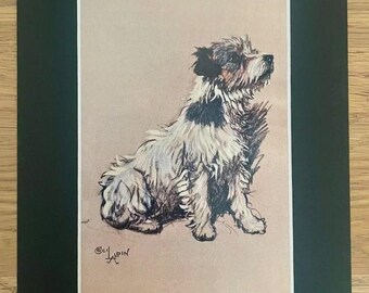 Jack Russell Dog Art Print by Cecil Aldin, Mounted 8x6" -Vintage Art
