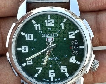 Vintage Seiko 5 Automatic Men's Watch, Green Dial, Japan Made