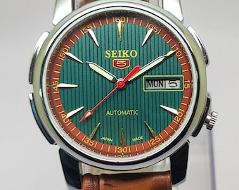 Vintage Seiko 5 Automatic Watch, Green Dial, Japan Made