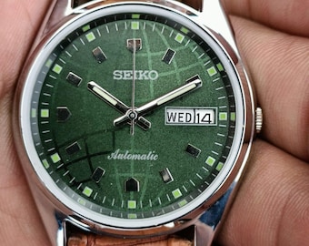 Vintage Seiko 5 Automatic Watch, Green Dial, Japan Made
