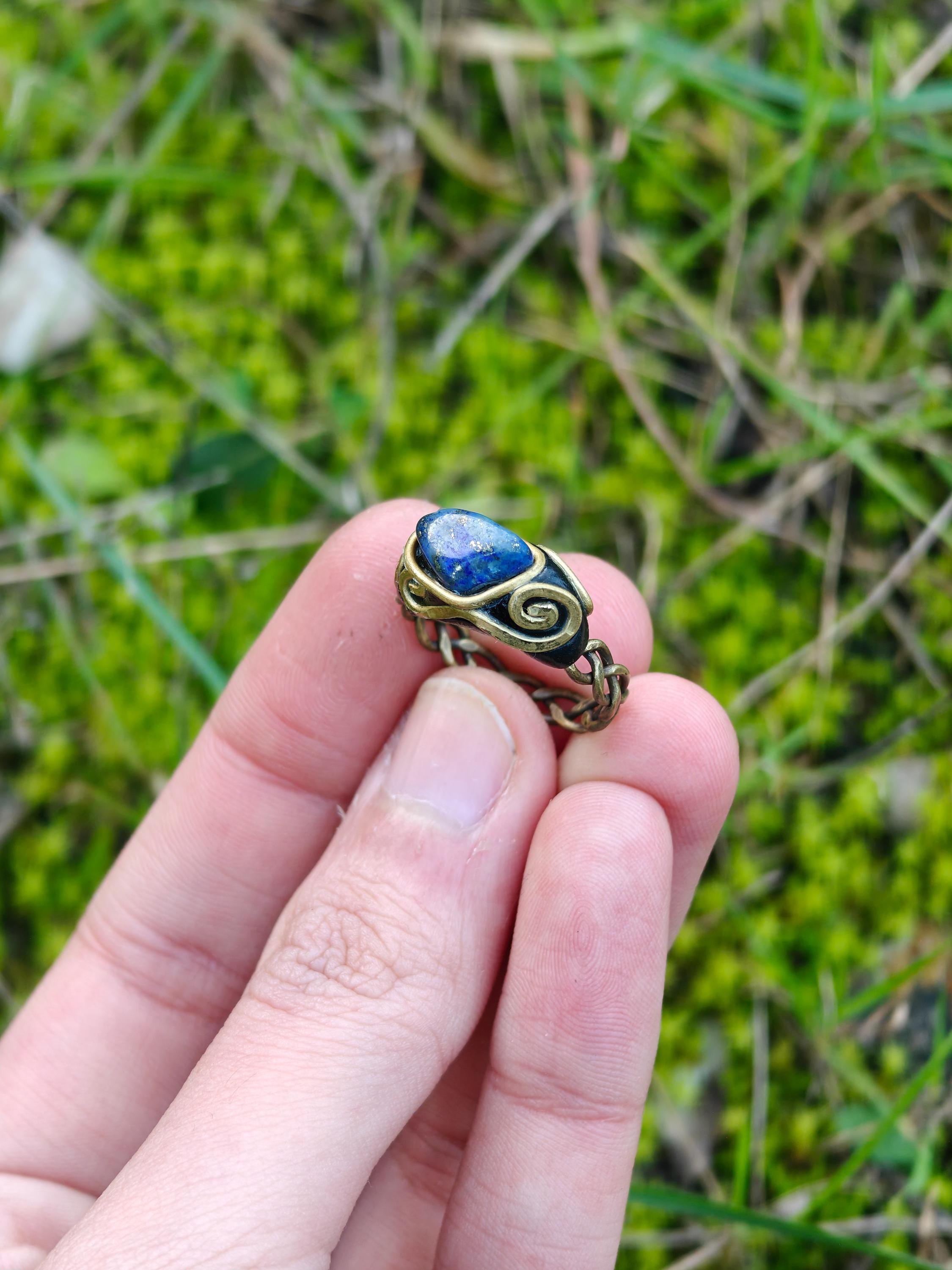 Silver TVD Damon Salvatore Ring ~ Sterling Silver 925 Custom Lapis Lazuli ring