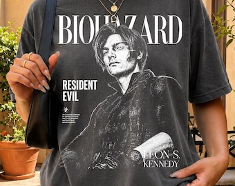 Camiseta Comfort Colors Biohazard Resident Evil, camiseta de Leon Kennedy, camiseta de videojuegos de terror Resident Evil