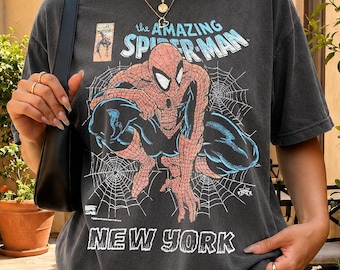 Camiseta retro de Spider-Man de los 90 de Comfort Colors, camiseta gráfica para fans de Spider-Man, camiseta retro de cómic de Spiderman, Spiderman de Marvel Avengers