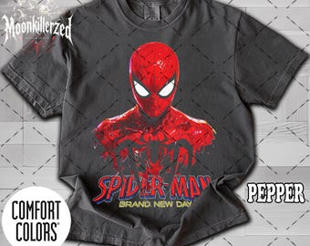 Camiseta Comfort Colors Spider-Man Brand New Day, camiseta gráfica de superhéroe