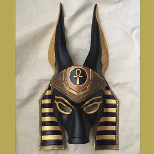 Máscara de couro de Anúbis, chacal egípcio, feita sob encomenda - Fantasia de baile de máscaras do submundo