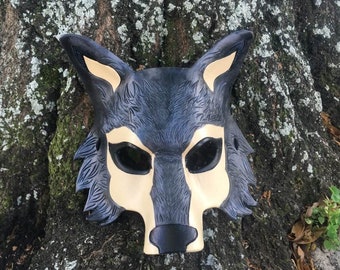 Special Sale! Gray Wolf Leather Mask #1
