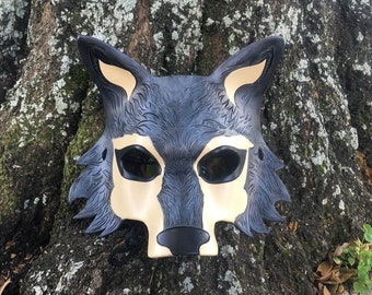 Special Sale! Gray Wolf Leather Mask #3