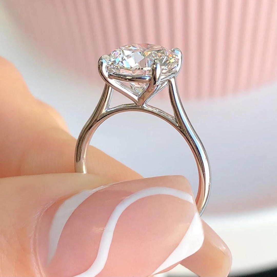 1.5 CT Round Cut Moissanite Wedding Ring 14K White Gold Anniversary ...
