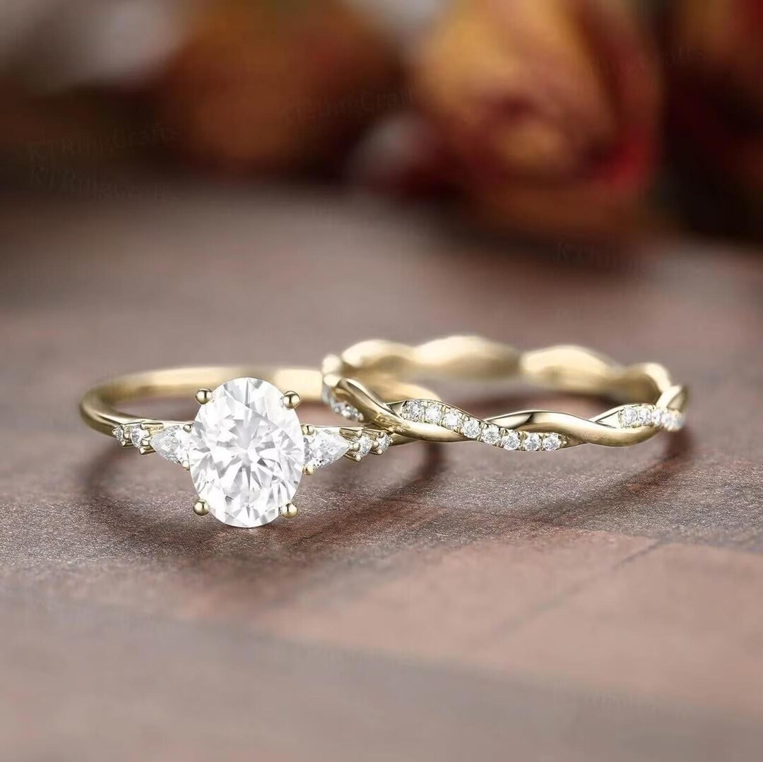 2 CT Oval Cut Moissanite Engagement Ring 14K Solid Gold Dainty Promise ...