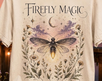 Firefly Magic Shirt, Whimsical Nature Tee, Glow Insects T-Shirt, Magical Night Sky Graphic Shirt, Fairycore Gift, Outdoors Lover Shirt