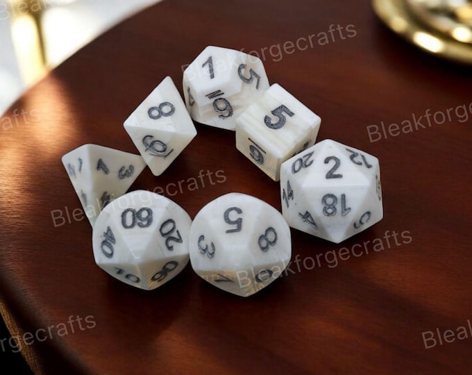 Luxury  buffalo bone Dice Set | Artisan-Made Large 7-Piece DnD Dice.
