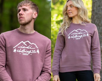 The Mountainscape Deluxe Sweater in Dusty Mauve - Unisex Sustainable Streetwear - Classic Crew Neck