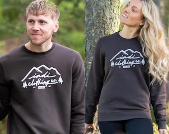 The Mountainscape Deluxe Sweater in Dark Brown - Unisex Sustainable Streetwear - Classic Crew Neck