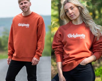 East Coast Originals Oversized Sweater in Brick Orange - Unisex Sustainable Streetwear - Crew-Neck Dropped Shoulder