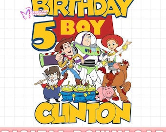 Personalized Toy Story Birthday Shirt,Custom Name and Age Boy Tee, 5th Birthday Boy Design, Toy Story Party Outfit, Gift for Five Year Old
