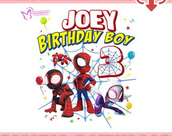 Spiderman Birthday Boy Png, Spidey And His Friends Birthday, Spidey Birthday Family Png, Personalized Spidey Png , Gift Birthday Png