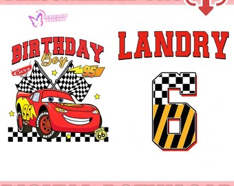 Disneyland Cars Birthday Custom PNG , Personalized Lightning McQueen Birthday Boy PNG Download, Pixar Pit Crew Family Matching Gift