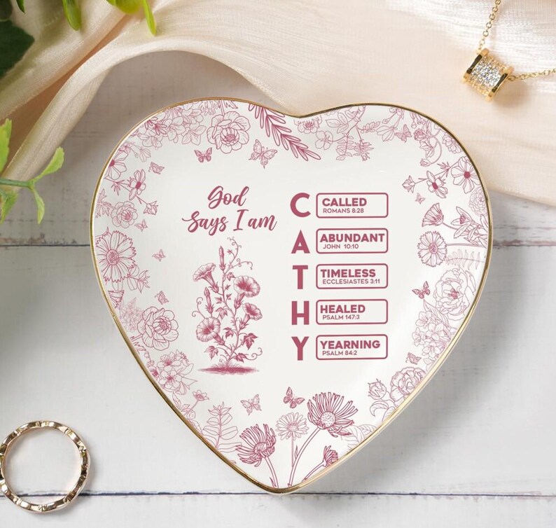 Personalized Christian Name Jewelry Dish, Ring Holder With Bible Verses ...
