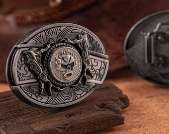 ヴィンテージメタルベルトバックル、スカルバタフライ、素敵なデザイン