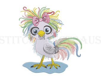 Crazy Chicken Embroidery Pattern, Cute Chick Machine Stitch File, Funny Farm Animal Design, Embroidery Lover Gift, Fast Embroidery Download