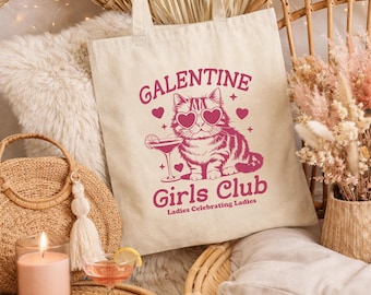 Galentine Gift Tote Bag - Galentines Day Girls Club Funny Valentine Tote for Friends & Besties